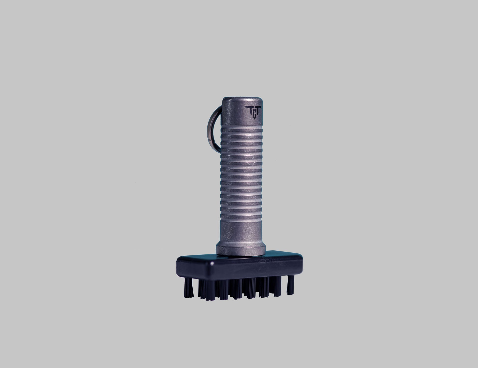 Ti BRUSH titanium golf brush with replaceable nylon head angled
view
