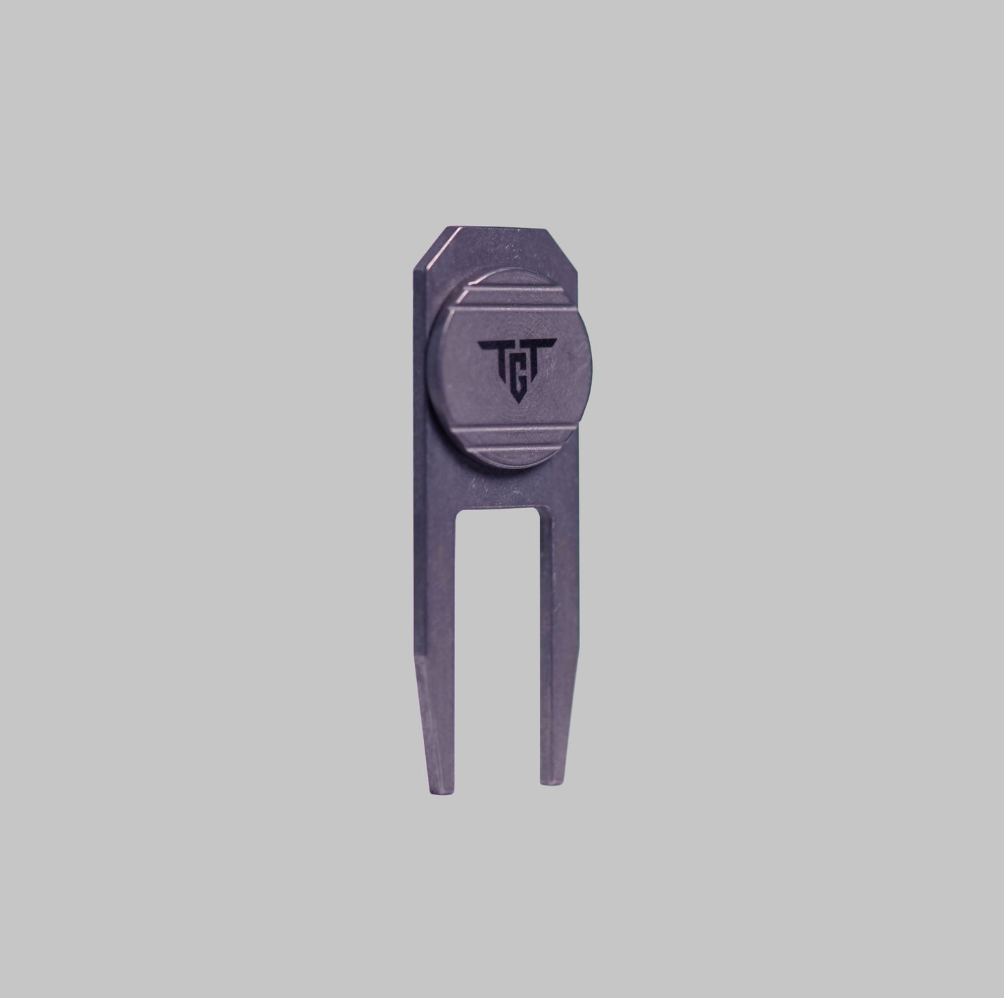 Ti FUSION magnetic titanium divot tool and ball marker angled
view