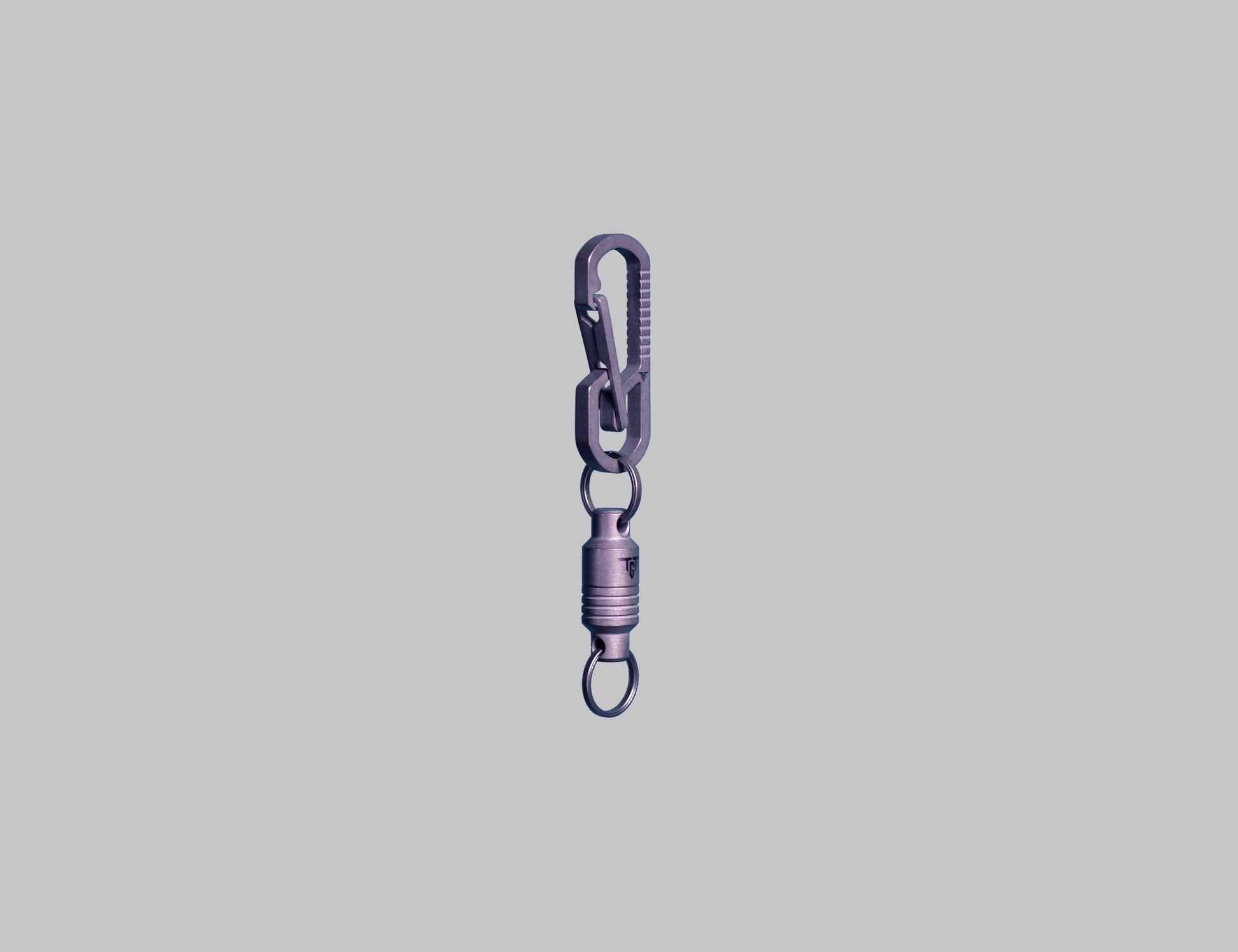 Ti LINK titanium carabiner magnetic quick-disconnect angled
view