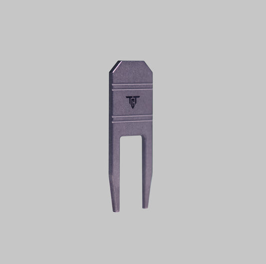 Ti TOOL titanium divot repair tool front angled view by Titan Golf Tools