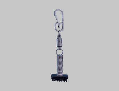 Ti LINK titanium carabiner attached to Ti BRUSH golf club brush
